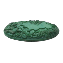 Czech Schlevogt Ingrid malachite glass cherubs oval dressing table set mirror insert