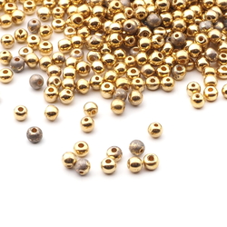 Lot (600) Czech vintage gold glass seed beads 3mm