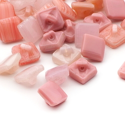 Lot (57) Czech vintage square pink dimi glass buttons 9mm