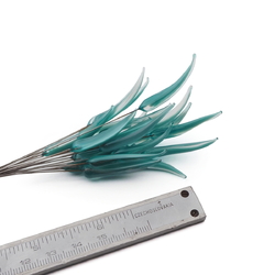 Czech lampwork aqua satin moonglow glass flower spike glass bead (1 bead)