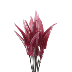Czech lampwork pink satin moonglow glass flower spike glass bead (1 bead)