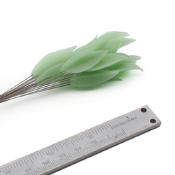 Czech lampwork glass vaseline green flower petal leaf glass bead (1 bead)