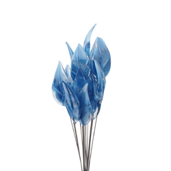 Czech lampwork glass blue satin bicolor flower petal leaf glass bead (1 bead)