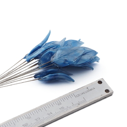 Czech lampwork glass blue satin bicolor flower petal leaf glass bead (1 bead)