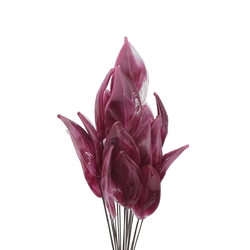 Czech lampwork glass purple satin bicolor flower petal leaf glass bead (1 bead)