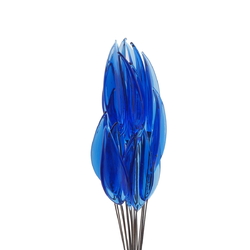 Czech lampwork glass blue flower petal leaf glass bead (1 bead)