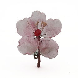 Vintage Czech lampwork glass flower pin brooch transparent pink
