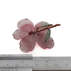 Vintage Czech lampwork glass flower pin brooch transparent pink