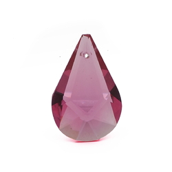 Czech antique hand cut cranberry pink teardrop faceted pendant glass bead 29mm