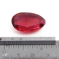 Czech antique hand cut cranberry pink oval faceted pendant glass bead 25mm