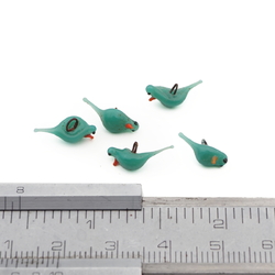 Lot (5) Czech antique micro lampwork chrysopase green glass bird pendant beads