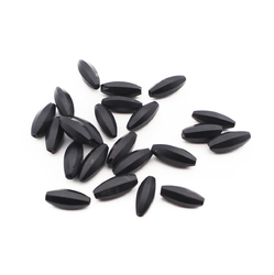 Lot (23) Czech antique oval melon faceted matte black glass beads 17mm