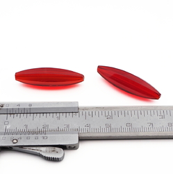 Lot (2) large Czech antique oval melon faceted red glass beads 35mm