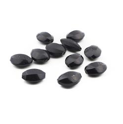 Lot (11) Czech antique oval faceted black glass beads
