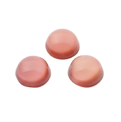 Lot (3) Vintage Czech pink satin moonglow glass cabochons 10mm