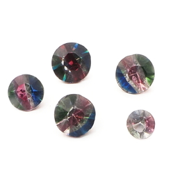 Lot (5) Czech vintage rainbow bicolor glass rhinestones 