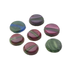 Lot (7) Czech vintage satin marble round lozenge glass cabochons 