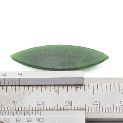 Large Czech vintage green satin oval marquis glass cabochon 38x12mm