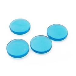 Lot (4) Czech vintage transparent blue round lozenge glass cabochons 15mm