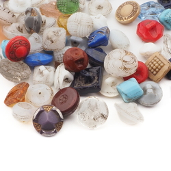 Lot (70) Czech Victorian Deco antique dimi doll glass buttons