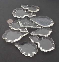 Lot (9) Czech vintage half cut crystal clear glass baroque chandelier prisms