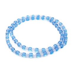 Vintage Czech necklace sapphire blue cube oval faceted glass beads