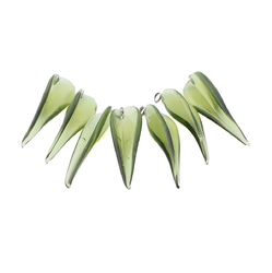 Lot (7) lampwork green leaf earring pendant glass beads