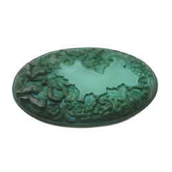 Art Deco Schlevogt Ingrid malachite glass cherubs oval dressing table set mirror insert