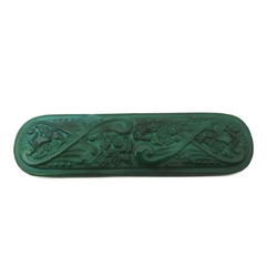 Art Deco vintage Schlevogt Ingrid malachite jade glass dressing table set clothes brush insert