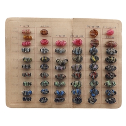 Vintage sample card (52) Czech marble lampwork glass beads