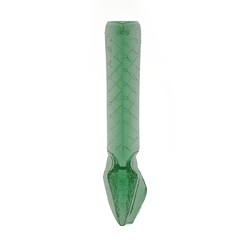 Vintage Czech uranium green glass colonial spear Chandelier prism unfinished 4.8"