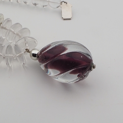 Vintage Czech necklace clear purple bicolor lampwork glass beads