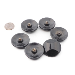 Lot (6) large vintage Czech black glass buttons 32mm