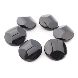 Lot (6) large vintage Czech black glass buttons 32mm