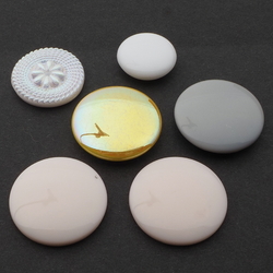 Lot (6) Czech vintage glass cabochons shankless buttons