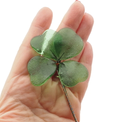 Czech lampwork glass bead 4 leaf clover flower stem ornament