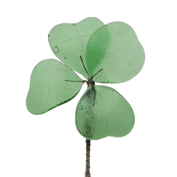 Czech lampwork glass bead Cloverleaf  4 leaf clover flower stem ornament