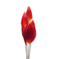 Czech lampwork glass amber red flower petal leaf craft earring glass bead (1 bead)