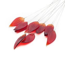 Czech lampwork glass amber red flower petal leaf craft earring glass bead (1 bead)