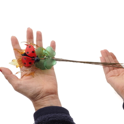 Czech lampwork glass bead meadow flowers and ladybird stem ornament
