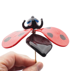 Czech lampwork glass bead ladybird ladybug stem