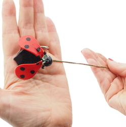 Czech lampwork glass bead red ladybird ladybug stem