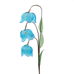 Czech lampwork glass bead blue bell flowers stem ornament
