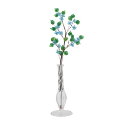Czech lampwork glass bead wild blue flowers stem ornament