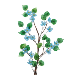 Czech lampwork glass bead wild blue flowers stem ornament