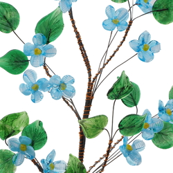 Czech lampwork glass bead wild blue flowers stem ornament
