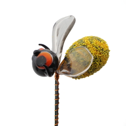 Czech lampwork glass bead bumble bee stem
