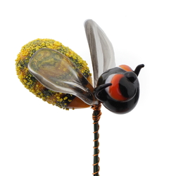 Czech lampwork glass bead bumble bee stem