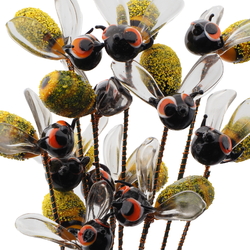 Czech lampwork glass bead bumble bee stem