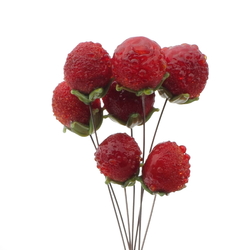 Lot (8) Czech lampwork glass strawberry fruit craft earring headpin glass beads